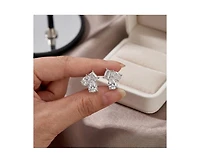 Rachel Glauber Dainty White Gold Plated Multi-Shape Cz Stud Earrings