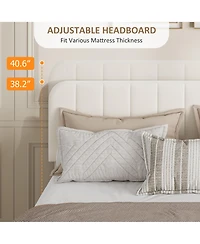 gaomon Velvet Upholstered Platform Bed with 4 Storage Drawers - Adjustable Headboard, No Box Spring Needed