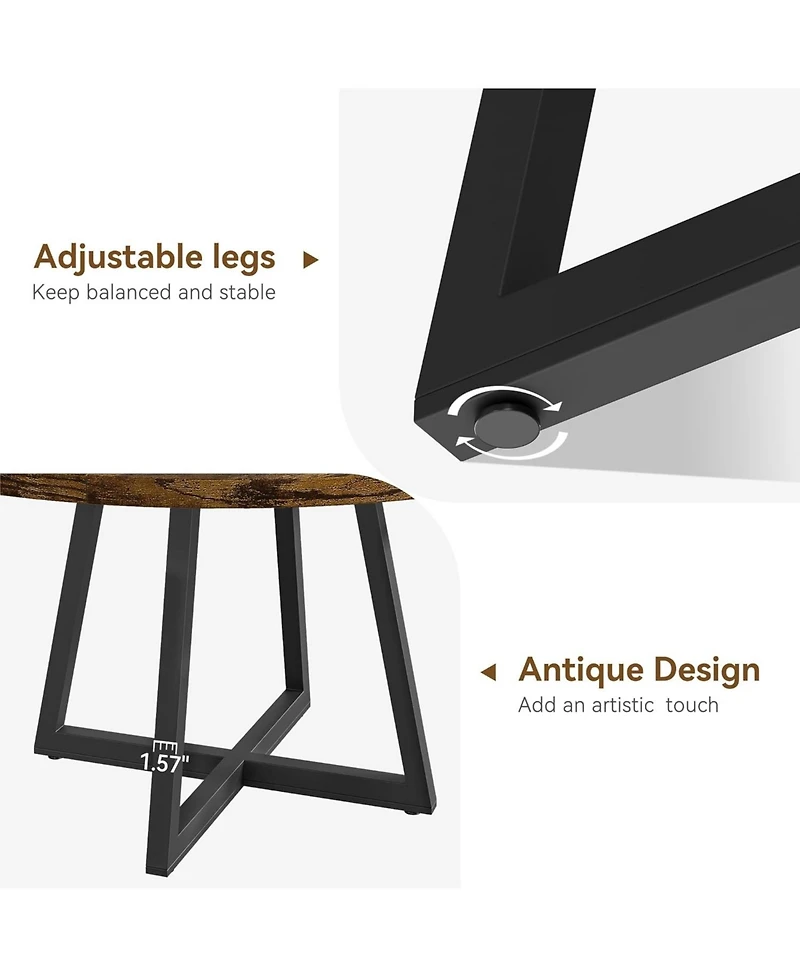 homfan Round Dining Table for 4-6, Industrial Circle Kitchen Table with Metal Pedestal Base