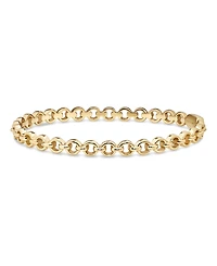 Devata Cable Link Bangle Bracelet in Gold Plated Sterling Silver, Size Medium