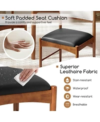 Gymax Wooden Dining Chair Set of w/ Rubber Wood Frame Faux Leather Padded Seat