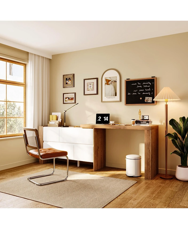Homsee L-Shaped Desk with Storage - Adjustable Corner Computer Desk | Office Desk with Drawers