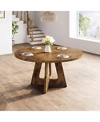 homfan 3-Piece Round Dining Table Set with 2 Chairs, Space-Saving Kitchen Table for 4-6