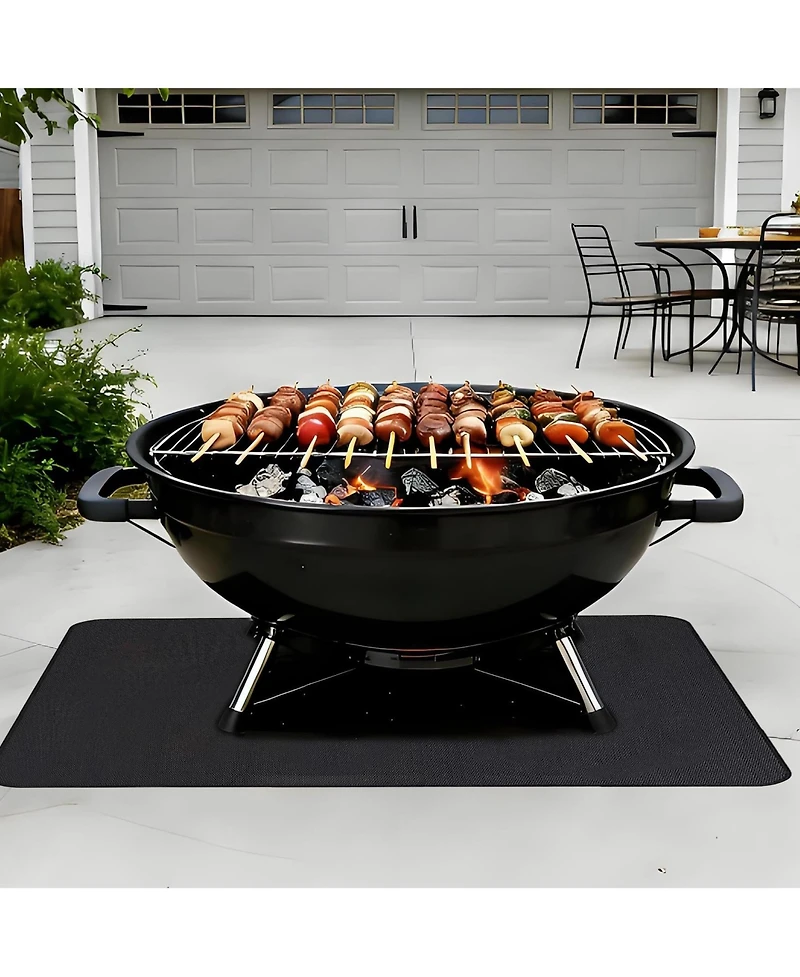 Xo 65" x 48" Double-Sided Fireproof Under Grill Mat, Waterproof Oil Resistant Bbq Deck Protector Pad for Indoor Outdoor Patio
