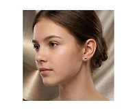 GiGiGirl Dainty 14K Gold Plated Purple 3-cz Cluster Heart Stud Earrings