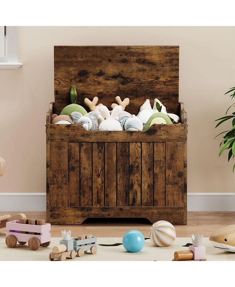 homfan Storage Chest and Toy Box with Safety Hinge, 350LBS Capacity, Entryway Bench for Living Room Playroom