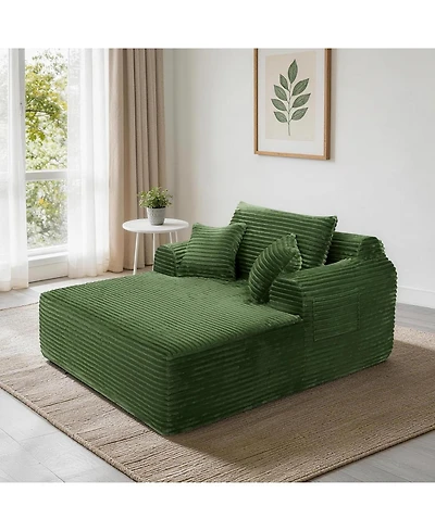 homfan Corduroy Sofa Bed - Boneless Lounge Chair with Deep Seat, 500LBS Capacity, No Assembly for Living Room or Bedroom