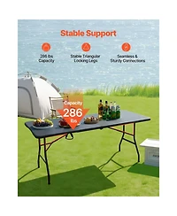 Sugift Folding Table 6 feet Heavy Duty Portable Fold-in-Half Utility Table
