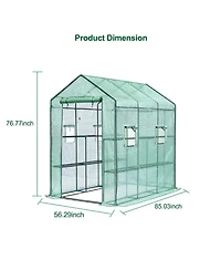 Homfan 7 x 4.7 6.4 Ft Walk-in Greenhouse with Iron Frame and 3-Tier Shelves, Pe Plant Grow Tent for Garden Backyard