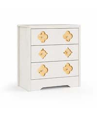 homfan 3-Drawer Vertical Dresser with Floral Cutout and Crystal Knobs
