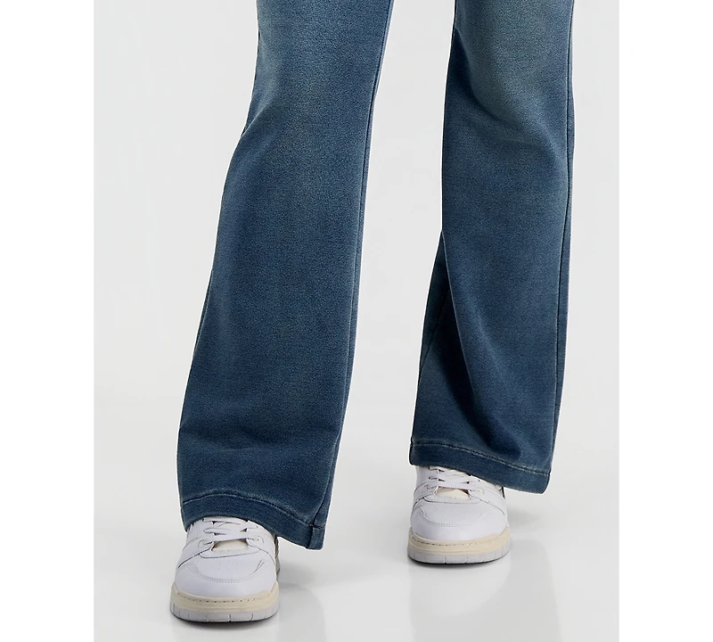Vanilla Star Juniors' Fleece-Knit Drawstring-Waist Bootcut Jeans