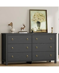 Homfan Modern Drawer Dresser for Bedroom, Wooden Dressers Chest with Clothes Storage Cabinet for Bedroom, Hallway, Living Room, Easy Assembly