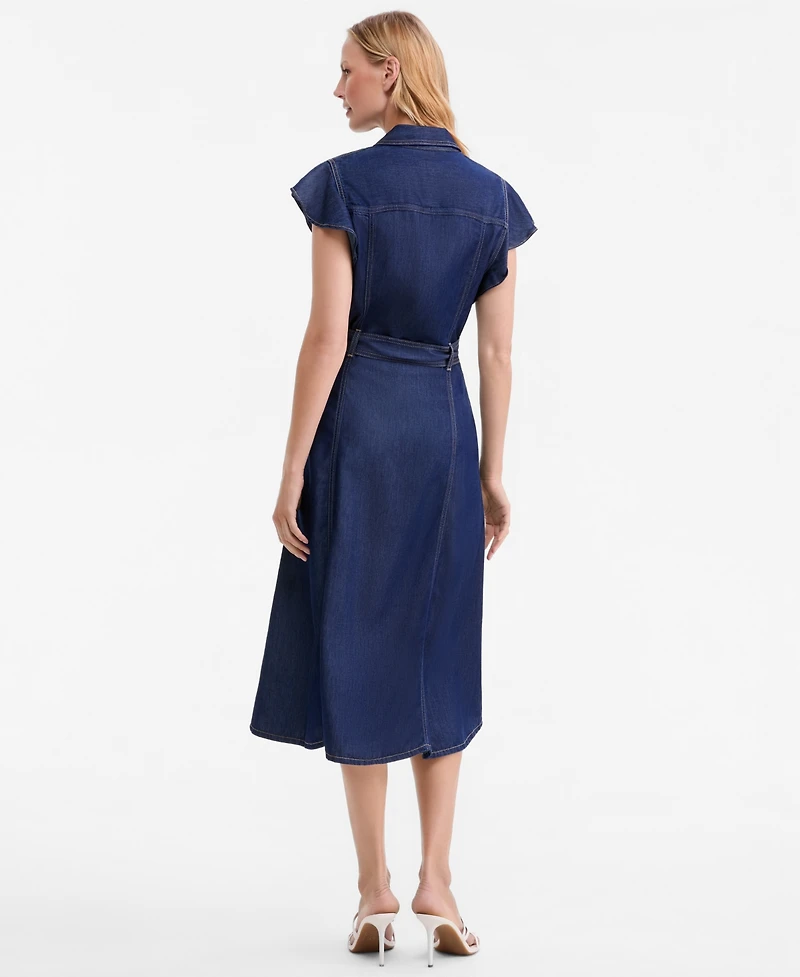 Tommy Hilfiger Women's Collar Short-Sleeve Midi Dress