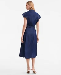 Tommy Hilfiger Women's Collar Short-Sleeve Midi Dress
