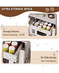 gaomon Dog Crate Furniture with 2 Drawers, Wooden End Table Indoor Dog House with Divider for Large Medium Small Dogs, Multi-Functional Tv Stand