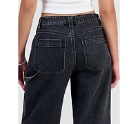 Madden Girl Juniors' High-Rise Ultra 90s Wide-Leg Carpenter Jeans