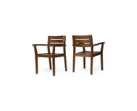 sumyeg Stamford Dining Chairs Set of 2, Acacia Wood Patio Armchairs for Garden or Poolside