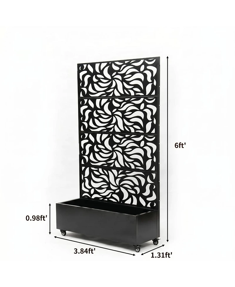 Streamdale Furniture 70.87" Leaf Pattern Privacy Screen with Planter Box