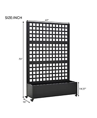 Streamdale Furniture Metal Raised Garden Bed with Wheels, Trellis, and Privacy Screen, 73"x47"x16