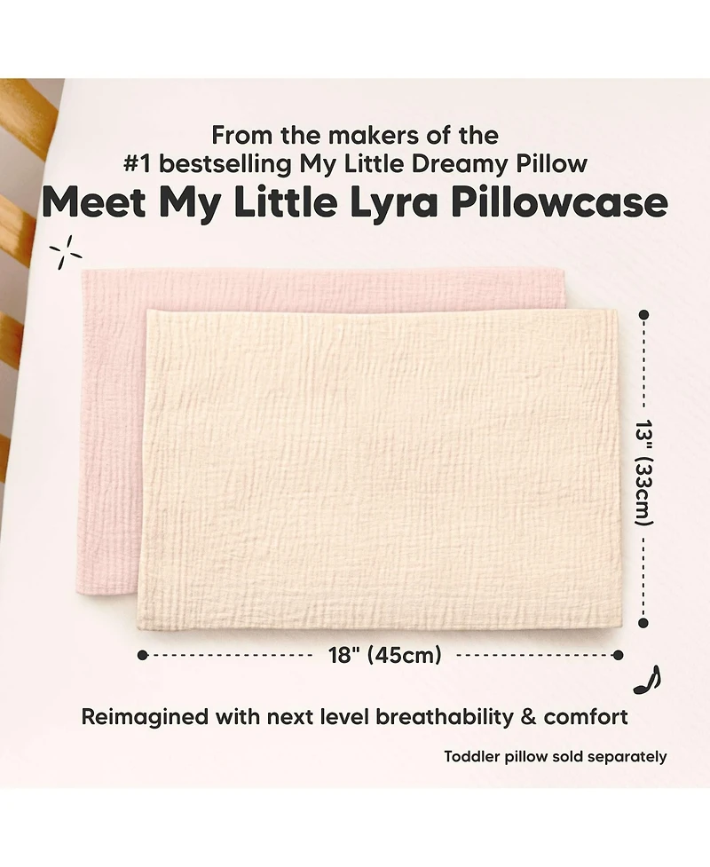 KeaBabies Lyra Muslin Toddler Pillowcases 13x18, 2-Pack Organic Cotton for Sleep & Travel