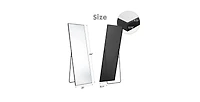 Busdays Floor Standing Mirror Wall Mirror with Stand Aluminum Alloy Thin Frame Rectangular