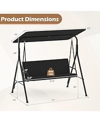 Gymax 3-Seat Outdoor Patio Swing Chair w/ ArmrestsAdjustable Tilt Canopy and Stand