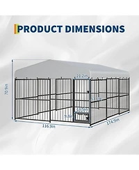 gaomon Duty Outdoor Dog Kennel Run Spacious Metal Enclosure with Waterproof Roof, Feeding Doors, Secure Lock Large Dog House Pet Cage