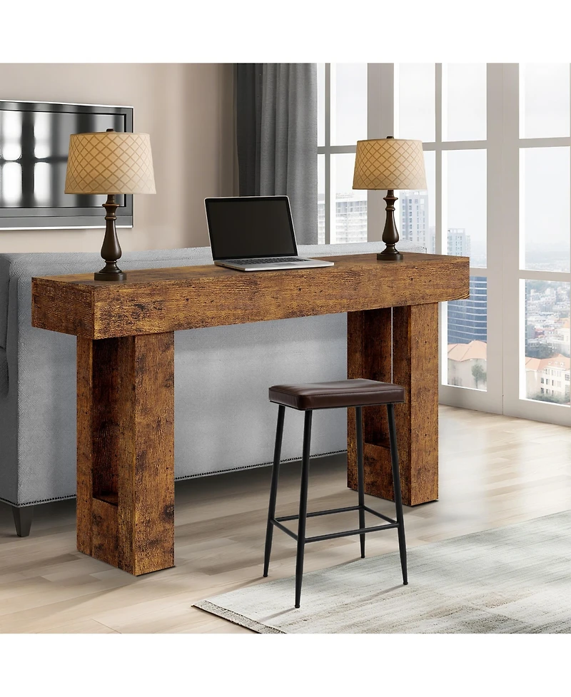 homfan 63" Farmhouse Console Table with Storage Shelf, Entryway Sofa Table for Behind Couch or Hallway