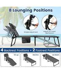 Sugift Folding Tanning Lounge Chair with Face and Arm Openings, Adjustable Backrest