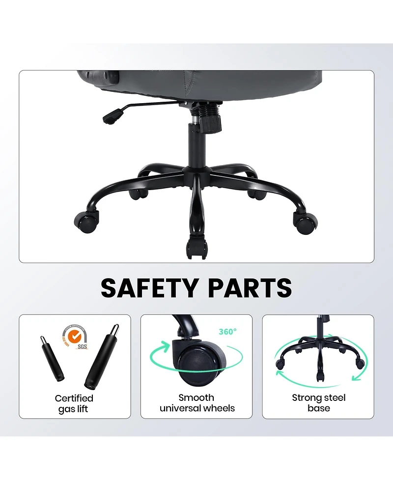 homfan Pu Leather Office Chair with Flip-Up Armrests, High Back Executive Desk Chair, 360degree(s) Swivel and Adjustable Height