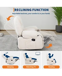 homfan Manual Swivel Recliner Chair with 360degree(s) Rocker Glider, Vibration Massage and Heat, Chenille Lounge for Living Room, Bedroom