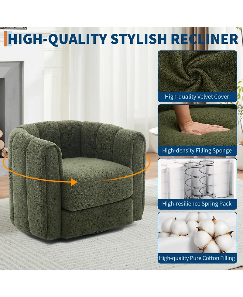 homfan Modern 360 degrees Swivel Barrel Accent Chair Set of 2 Soft Stuffed Fabric Striped Backrest Lounge Chair for Living Room Bedroom Reading Nook