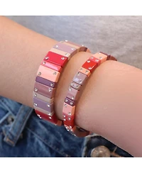 The Lovery Mauve Domino Stretch Bracelet 14K Gold-Plated Over Brass 16 millimeters