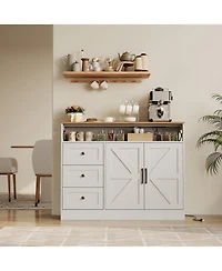 homfan Drawer 2-Door Sideboard Buffet Cabinet, Engineered Wood Storage Console Table for Dining Room Living Room Kitchen