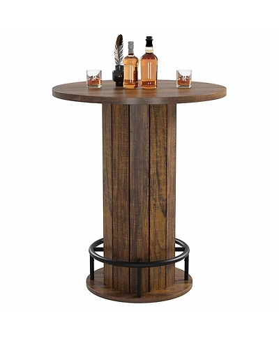 gaomon Round Bar Table, for Dining Coffee Cocktail Living Room, Small Space