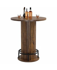gaomon Round Bar Table, for Dining Coffee Cocktail Living Room, Small Space