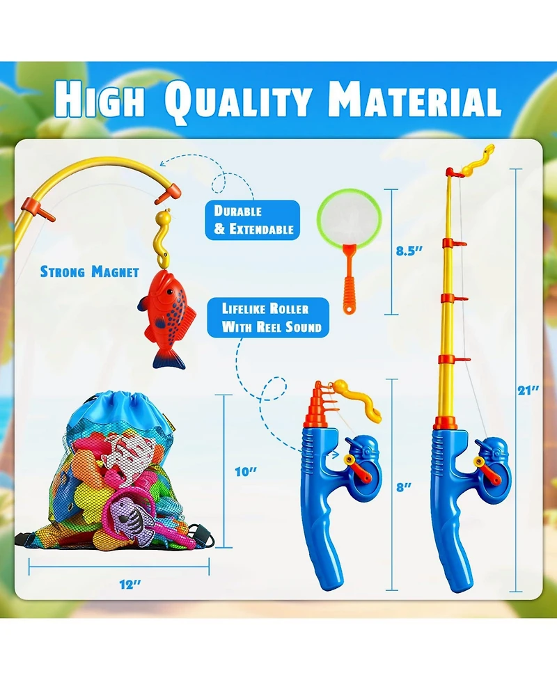 Gnuadz 30 Fishes Fishing Game Water Table Bathtub Pool Toy Pole Rod Net Floating Fish Bath Gift