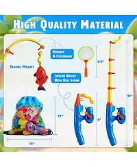 Gnuadz 30 Fishes Fishing Game Water Table Bathtub Pool Toy Pole Rod Net Floating Fish Bath Gift