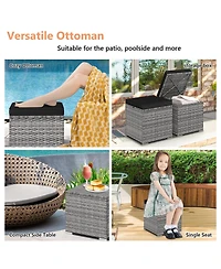 Sugift Set of 2 Pe Wicker Patio Ottomans with Hidden Storage, 16 in