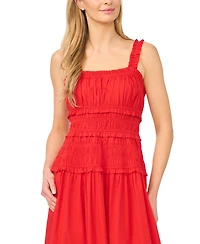 CeCe Women's Ruffled Strappy Smocked Midi Dress
