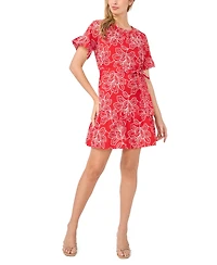 CeCe Women's Printed Relaxed Crewneck Mini Dress