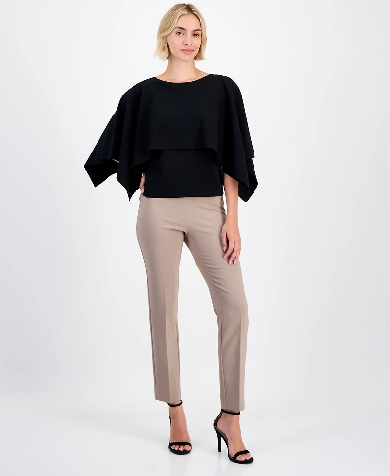 Anne Klein Women's Boat-Neck Cape-Overlay Sweater