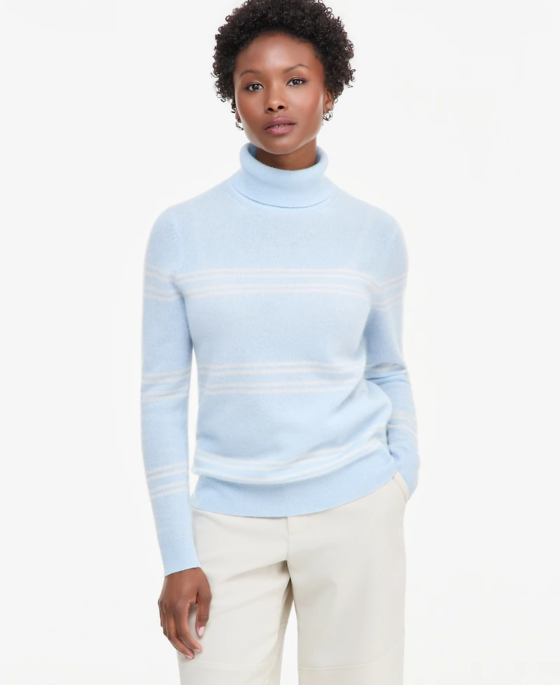 Charter Club Petite Sophia Stripe Cashmere Turtleneck Sweater, Macy's Exclusive