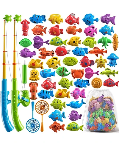 Gnuadz 51 Magnetic Fishing Toy Pool Bathtub Game Rod Net Floating Fish Kids