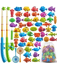 Gnuadz 51 Magnetic Fishing Toy Pool Bathtub Game Rod Net Floating Fish Kids
