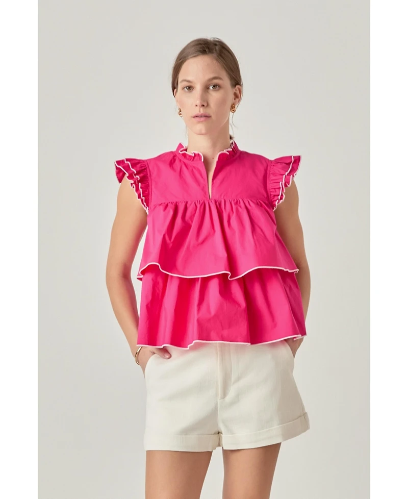 English Factory Women's Sleeveless Tiered Top