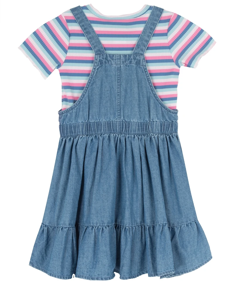 Rare Editions Girls' 2T-6X Short-Sleeve T-Shirt and Jumper, 2-Piece Set