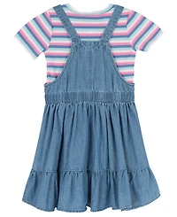 Rare Editions Girls' 2T-6X Short-Sleeve T-Shirt and Jumper, 2-Piece Set