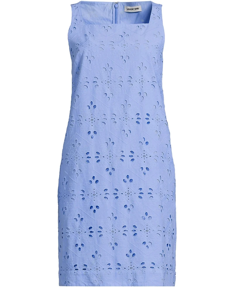 Lands' End Women's Sleeveless Eyelet Shift Above the Knee Dress