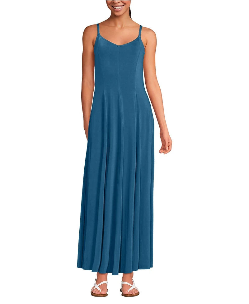 Lands' End Women's Silky Knit Godet Maxi Dress